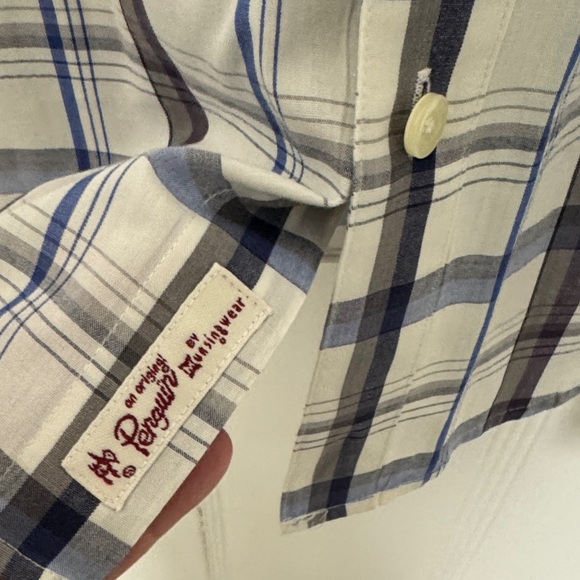 Original Penguin Men's White and Blue Checkered Shirt - Picture 4 of 6